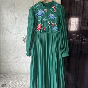 ASOS Maternity Green Pleated Embellished Dress